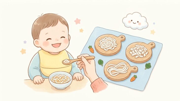離乳食うどんの長さは？月齢別カット方法とアレンジ集