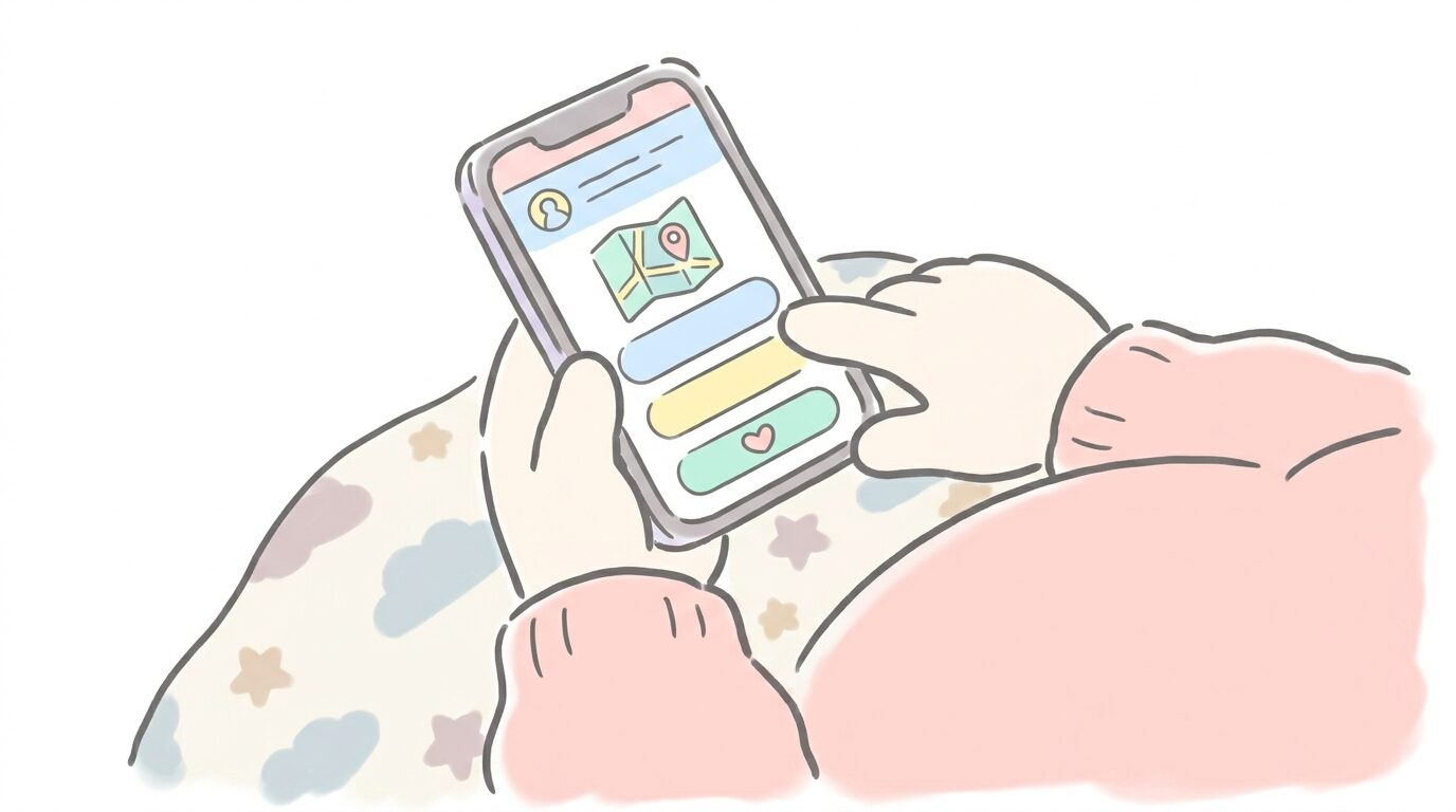 スマートフォンでタクシー配車アプリの登録画面を操作している妊婦さんの手元のクローズアップ