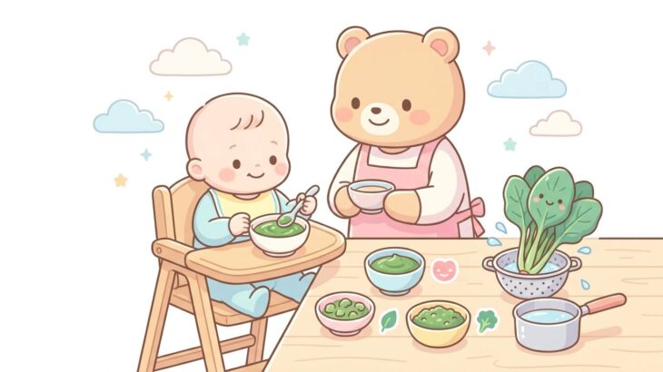 離乳食のほうれん草 | アク抜きと月齢別レシピ