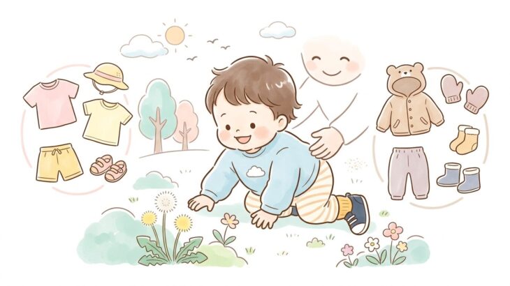 1歳の外遊びの服装 | 季節別の動きやすいコーデ