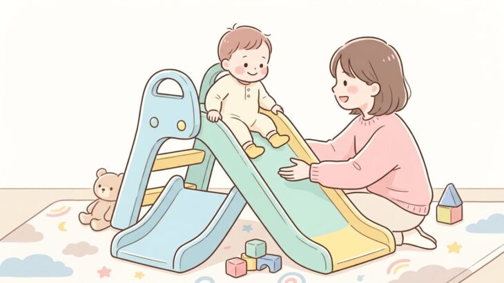 1歳の滑り台デビュー！安全な補助と教え方やおすすめ室内遊具
