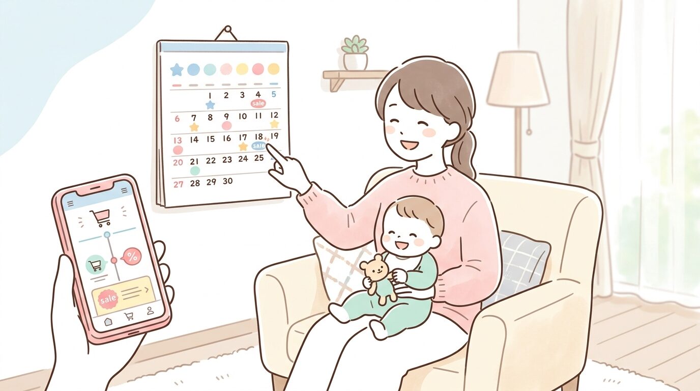 カレンダーとスマートフォンでセールスケジュールを確認する育児中の女性