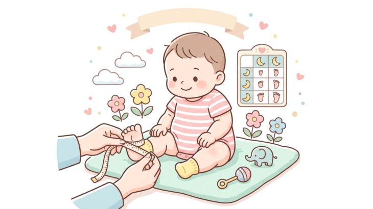 赤ちゃんの足サイズ早見表 | 月齢別の目安と正しい測り方