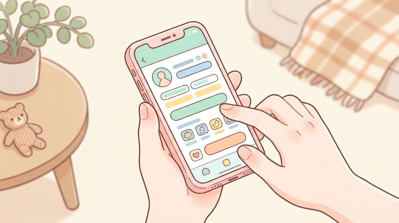 スマートフォンでAmazonアプリの登録画面を操作する手元のクローズアップ
