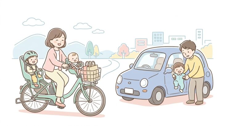 電動自転車と車の使い分け方 | 子育て世帯の移動手段ガイド