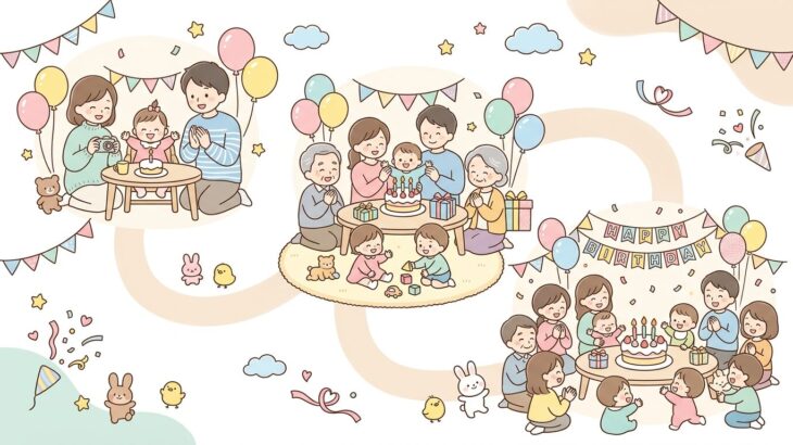 0〜3歳の誕生日会に呼ぶ人は？規模別の進行ガイド