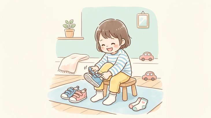 3歳児が靴を自分で履く！マジックテープ練習法