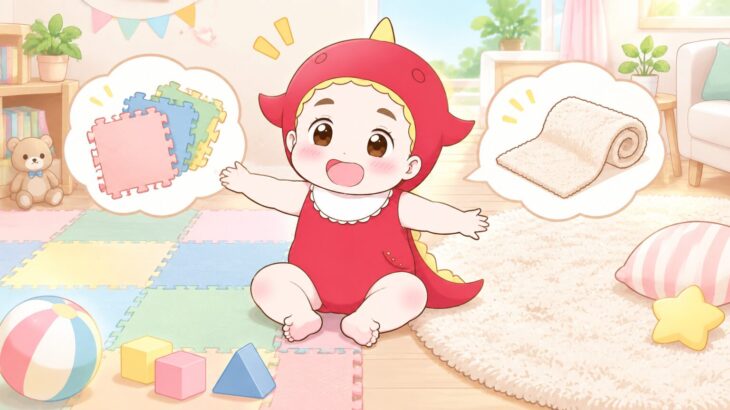 ジョイントマットとラグの比較 | 0〜3歳の床対策の選び方